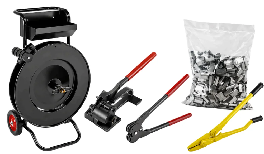 Kit de flejado con herramienta y accesorios